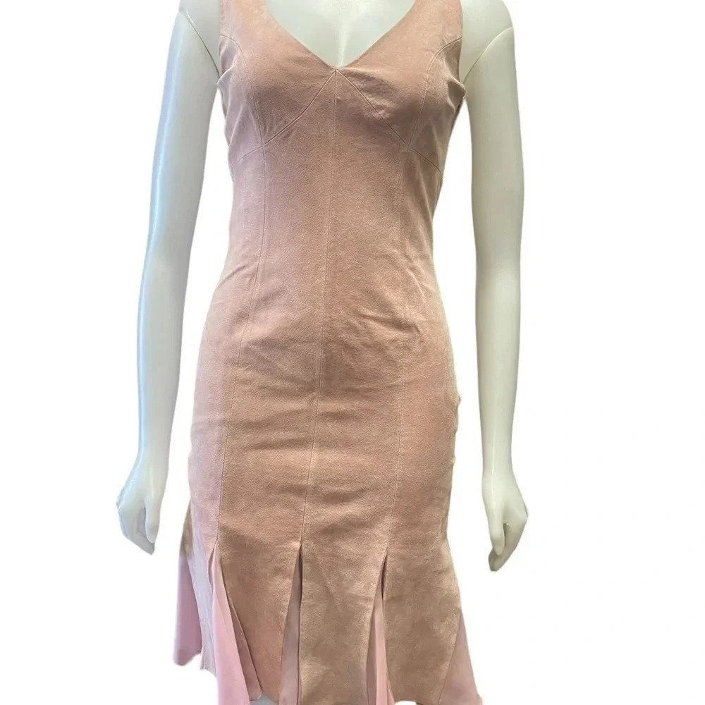 Vintage Danier Pink Leather Suede Sleeveless Dress Size 4